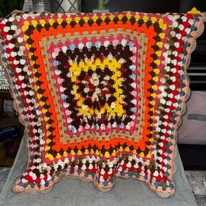 Handmade Multicolor Crochet Granny Square small blanket